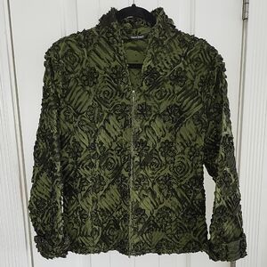 Samuel Dong Olive Textured Teddy Jacket